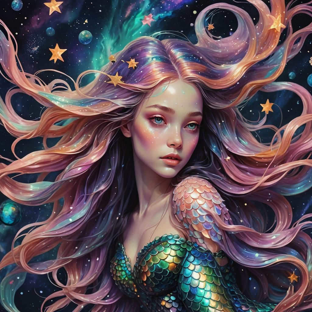 Alien Siren Mermaid in Dreamlike Surrealism