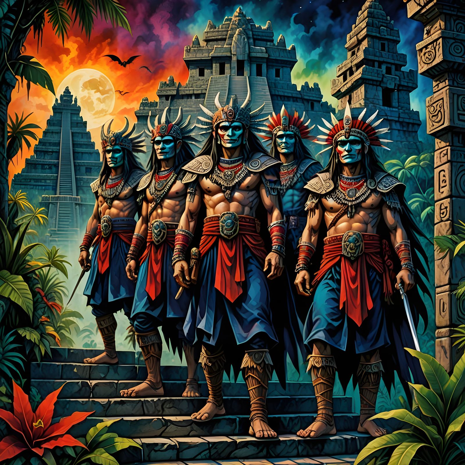 Manga Mayan Vampire Warriors Worship Feathered Serpent God