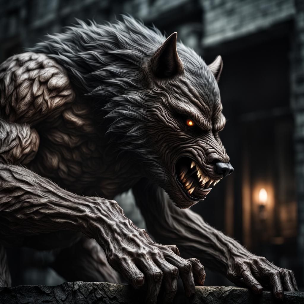 Hyperrealistic Werewolf in Cinematic Composition