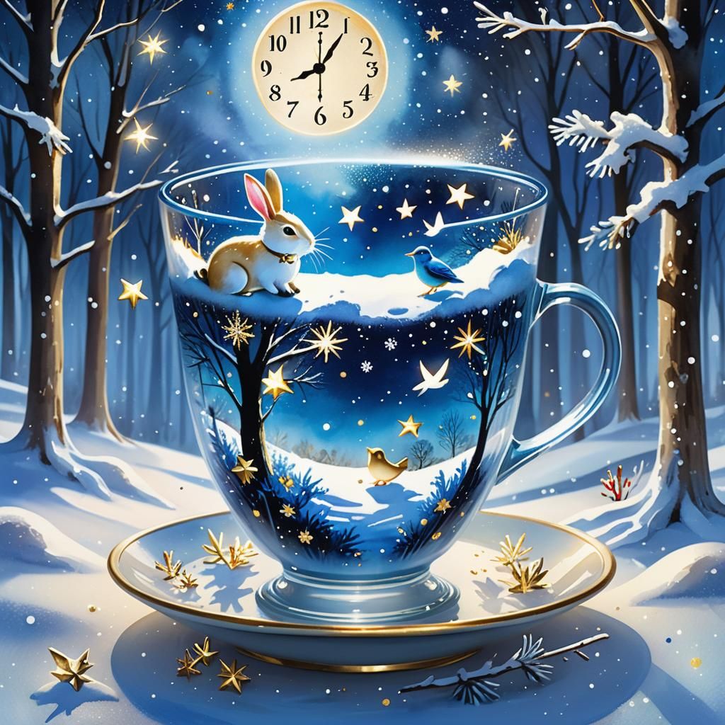 Magical Realism: Rabbit with Clock in Dream Landscape