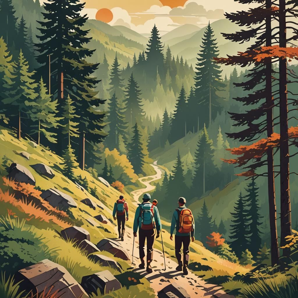 Jizera Mountains: Retro Art Deco Travel Poster