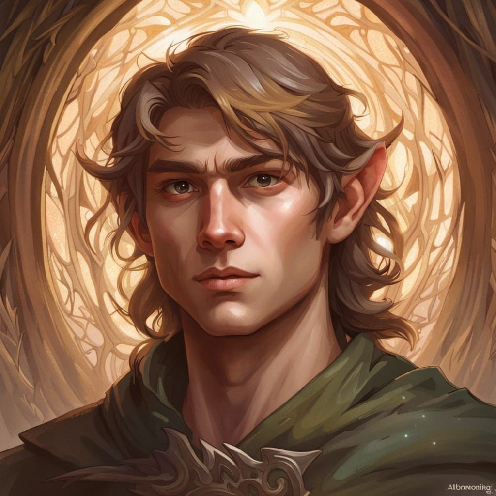 Elven Man Portrait in Hyperdetailed Digital Art Style