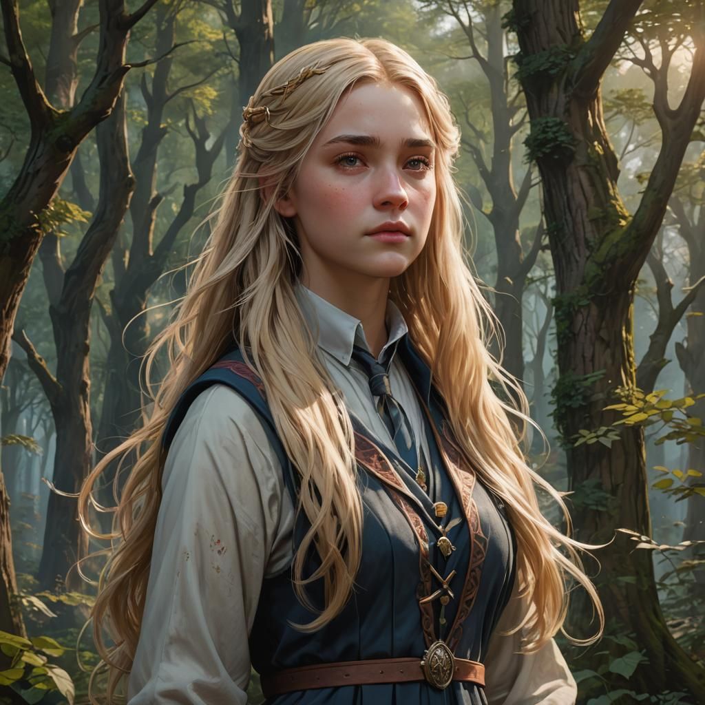 Luna Lovegood Portrait in Fantasy Forest Setting