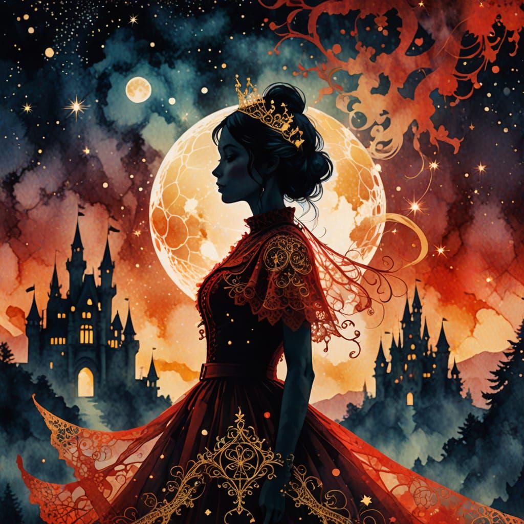 Surreal Fairy Queen in Golden Splendor