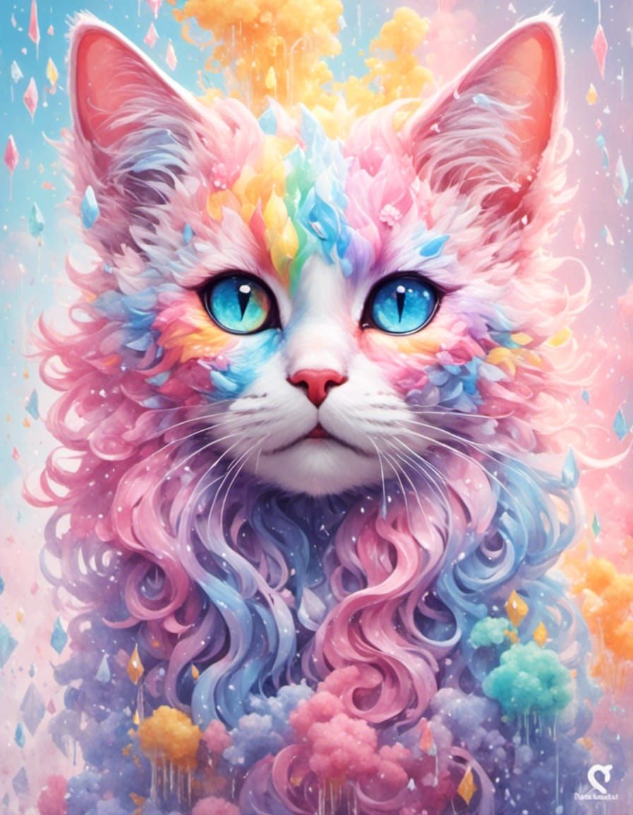 Pastel Rainbow Cat in Unreal Engine Style