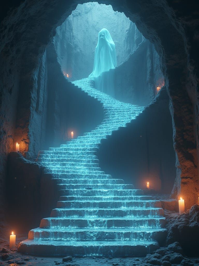 Surreal Dystopian Labyrinth with Crying Ghosts