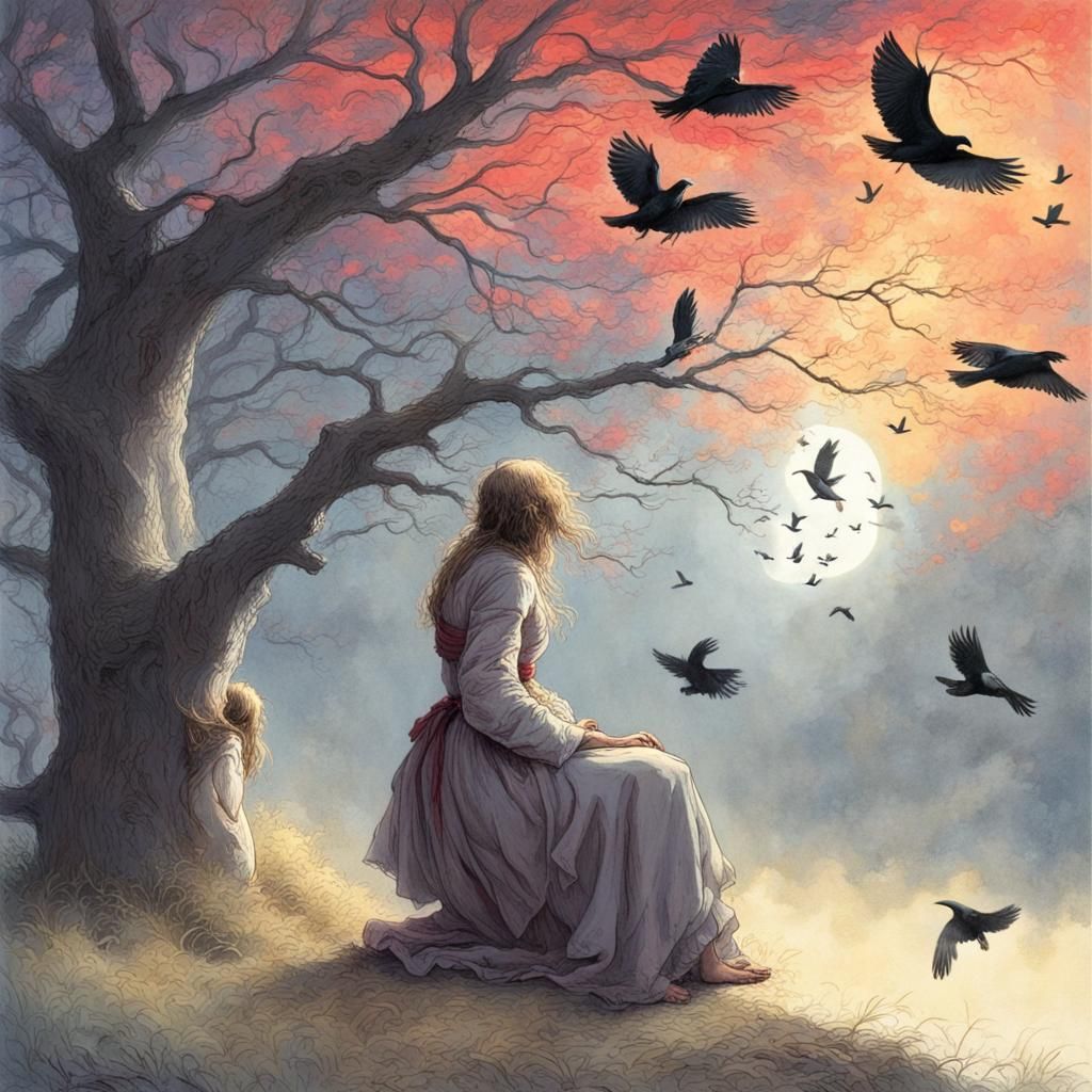 Birds Singing in a Dark Fantasy Style