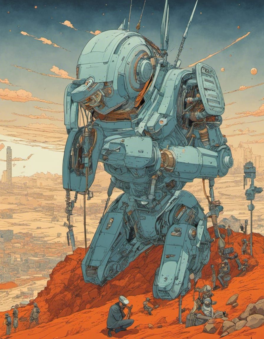 Giant in Despair Robot Conquest Illustration