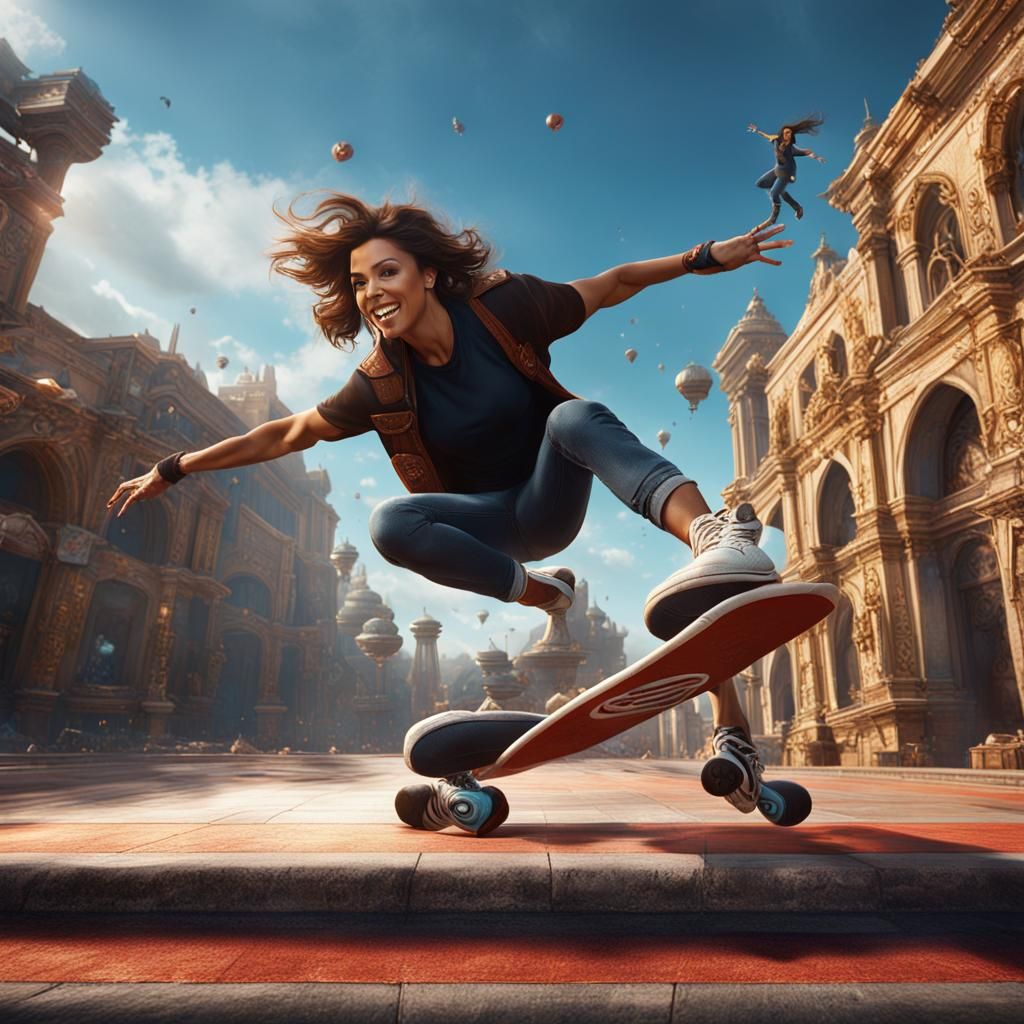 Eva Longoria Kickflip in Detailed Matte Painting