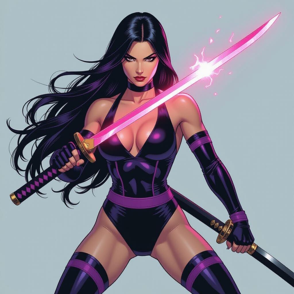 Psylocke with Psychic Blade and Katana