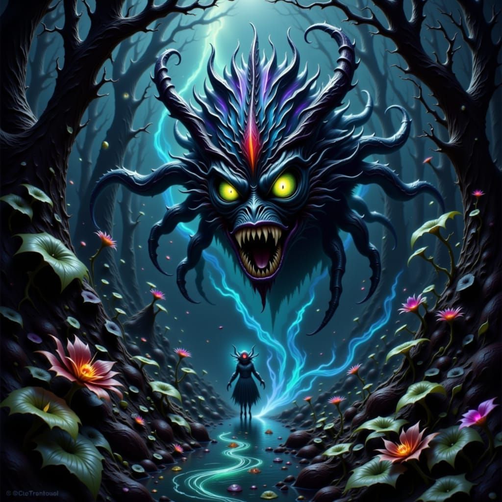 Mysterious Fae Creatures in the Darkness, Digital Art