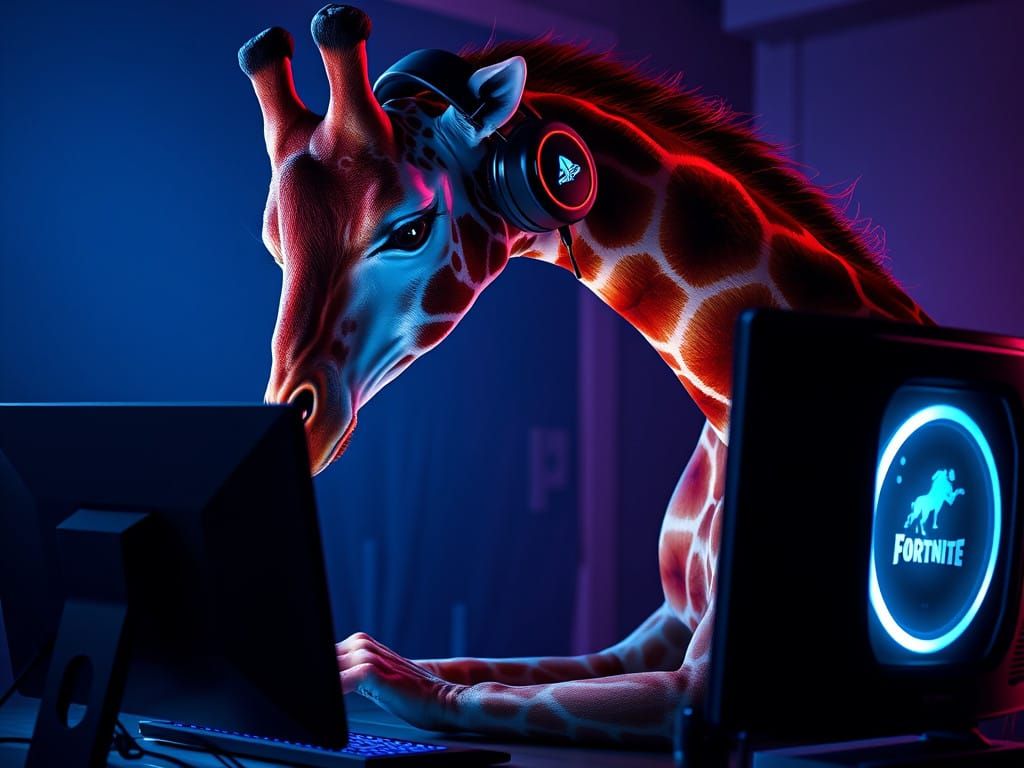 Giraffe in Epic Fortnite Gaming Session