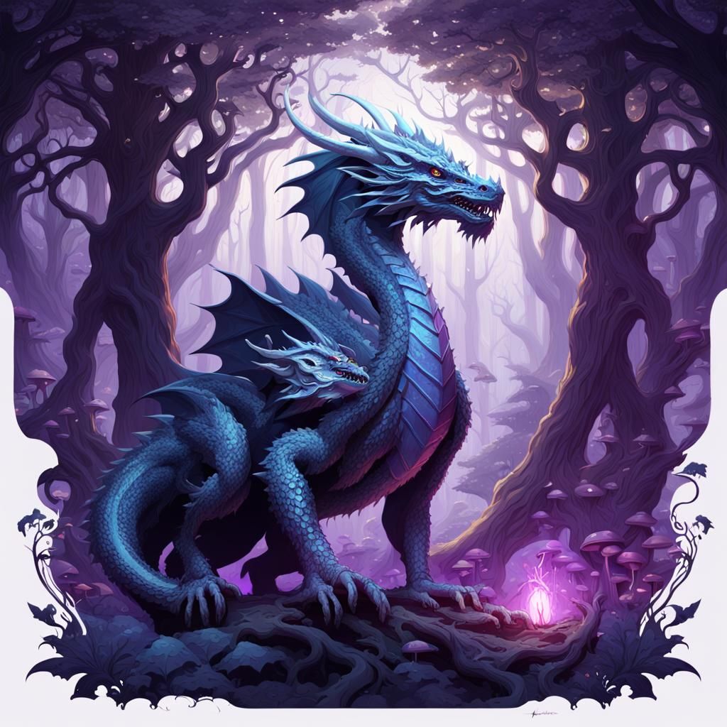 Dragonborn Druid in Mystical Forest, Dark Fantasy Art