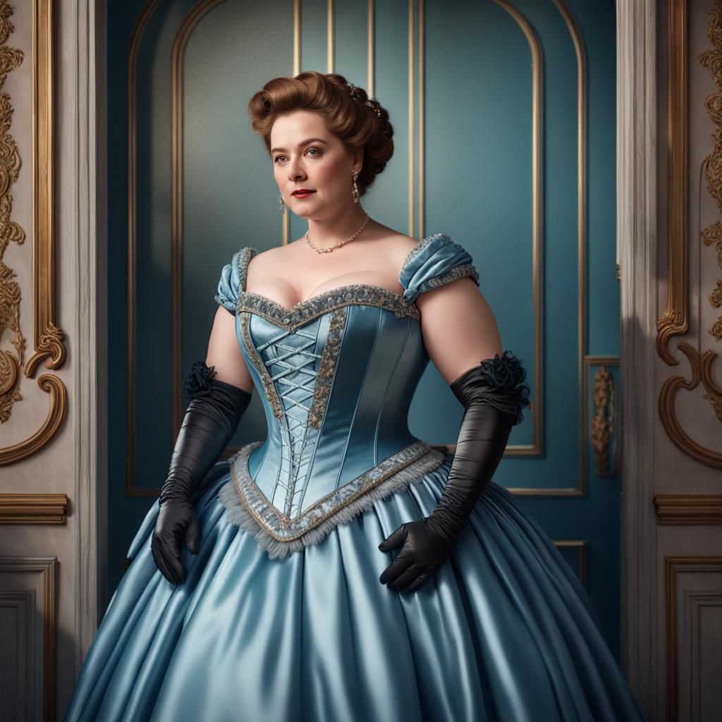 Bridgerton Style Portrait of Plump Woman in Ball Gown