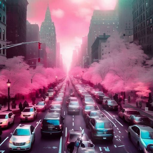 Infrared Photography: Crowded New York City Street