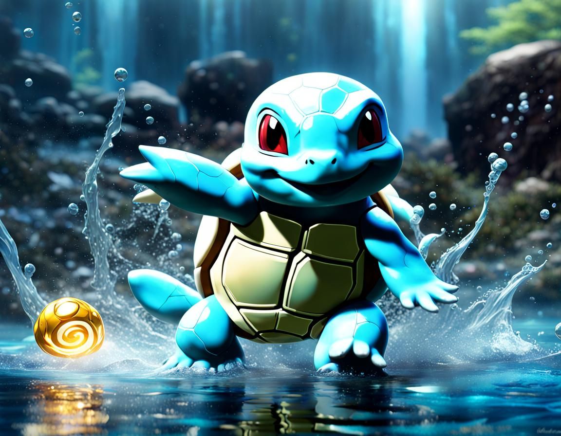 Pokemon's Water-Bender Squirtle: Dark Fantasy Concept Art