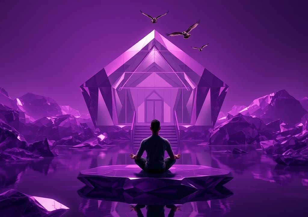 Abstract Crystal House in a Purple World