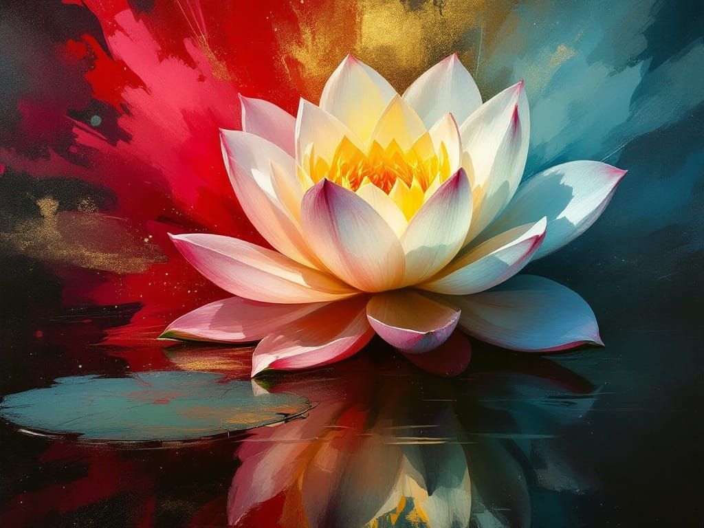 Rococo Lotus Blooms in Golden Light