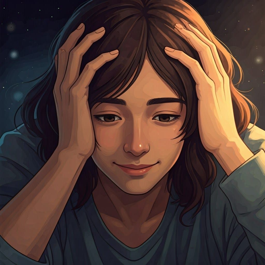 Serene Person Lost in Thought with Gentle Smile