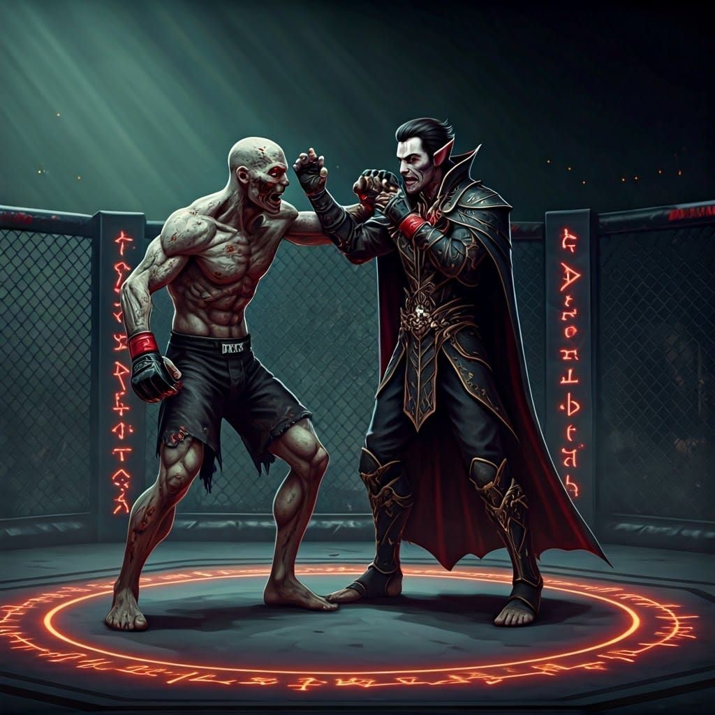 Zombie vs Vampire MMA Fight in Mystical Arena
