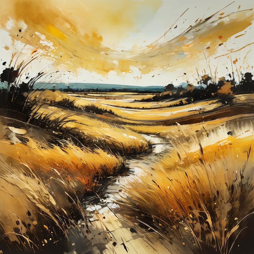 Prairie Landscape in Earth Tones: Impasto Painting