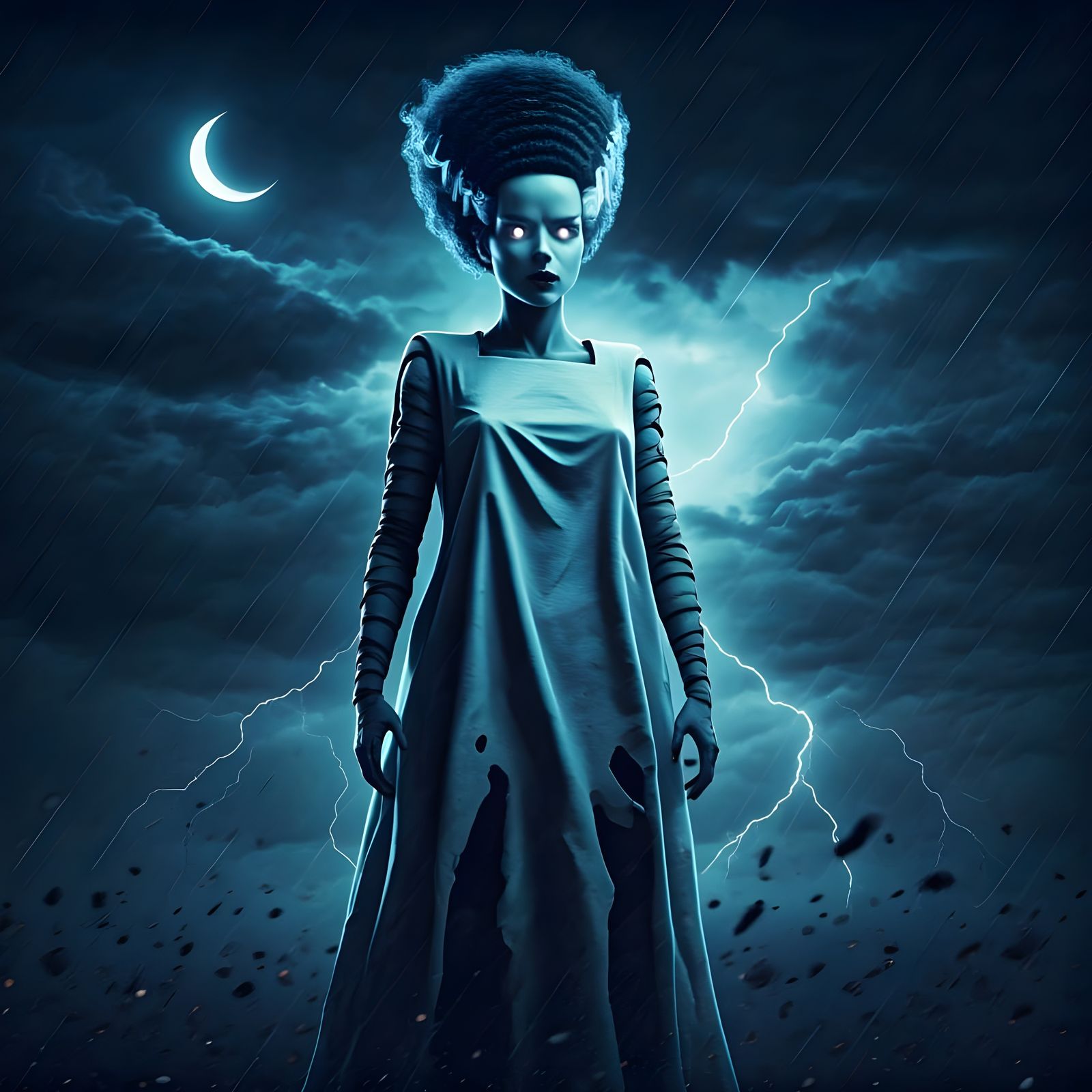 Bride of Frankenstein in a Stormy Night