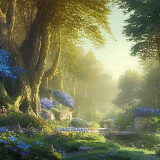 Enchanting Riverside Village in Cottagecore Fairycore Style