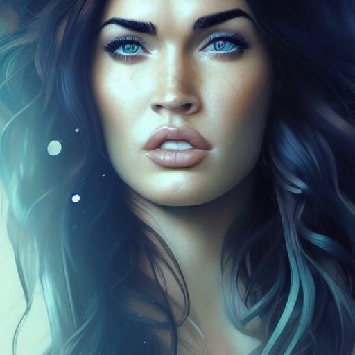 Megan Fox Portrait in Cyberpunk Style