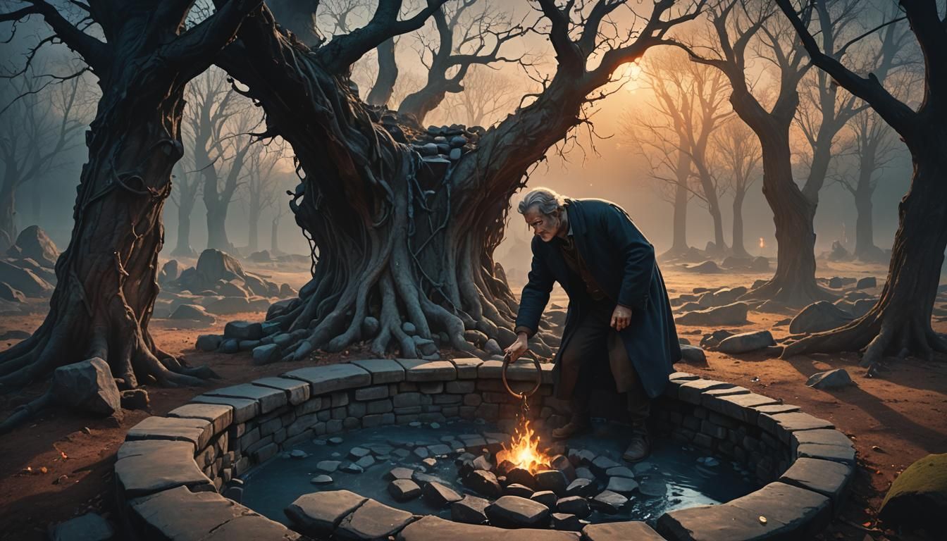 Dramatic Scene: Spirit Vanishing into Well