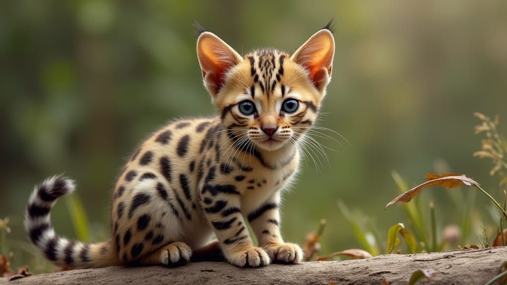 Guina Cat Portrait in Wildlife Art Style