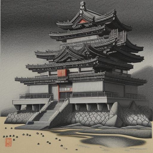 Brutalist Pointillism Masterpiece in Charcoal and Pastels