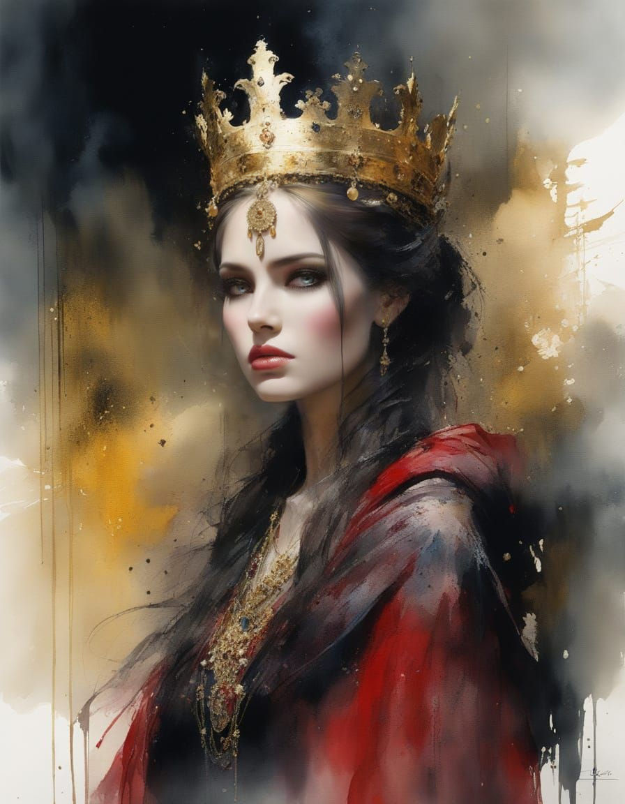 Goth Queen Portrait in Watercolor