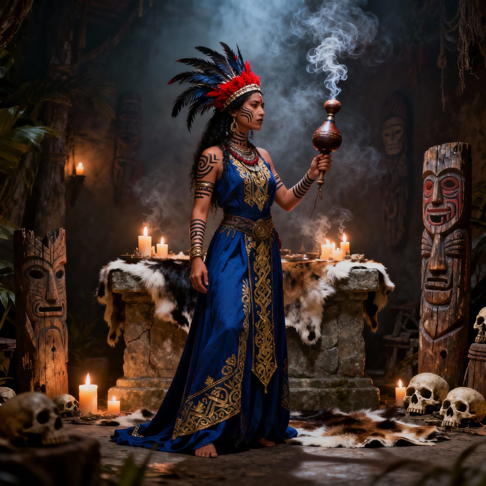 Voodoo Priestess Performing Ritual