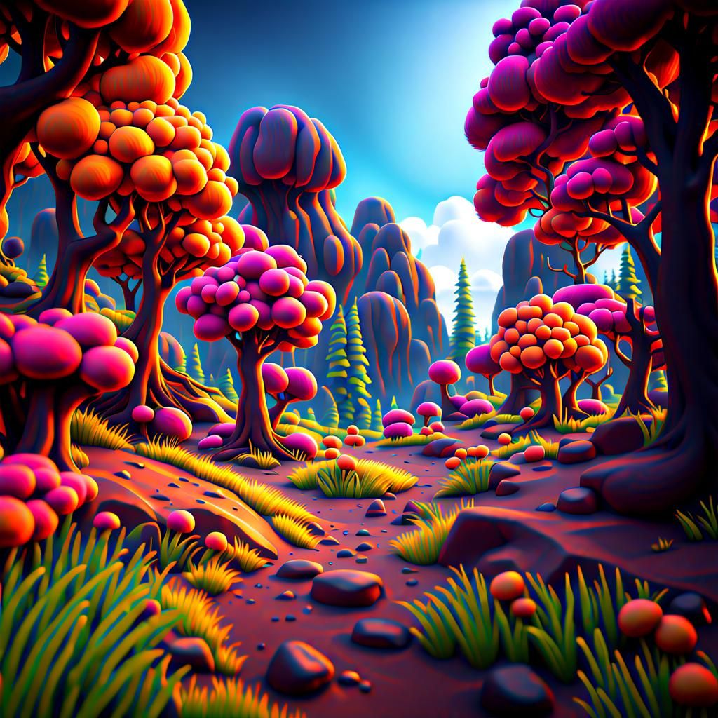Colorful Detailed Cartoon Nature Scenery in Unreal Engine