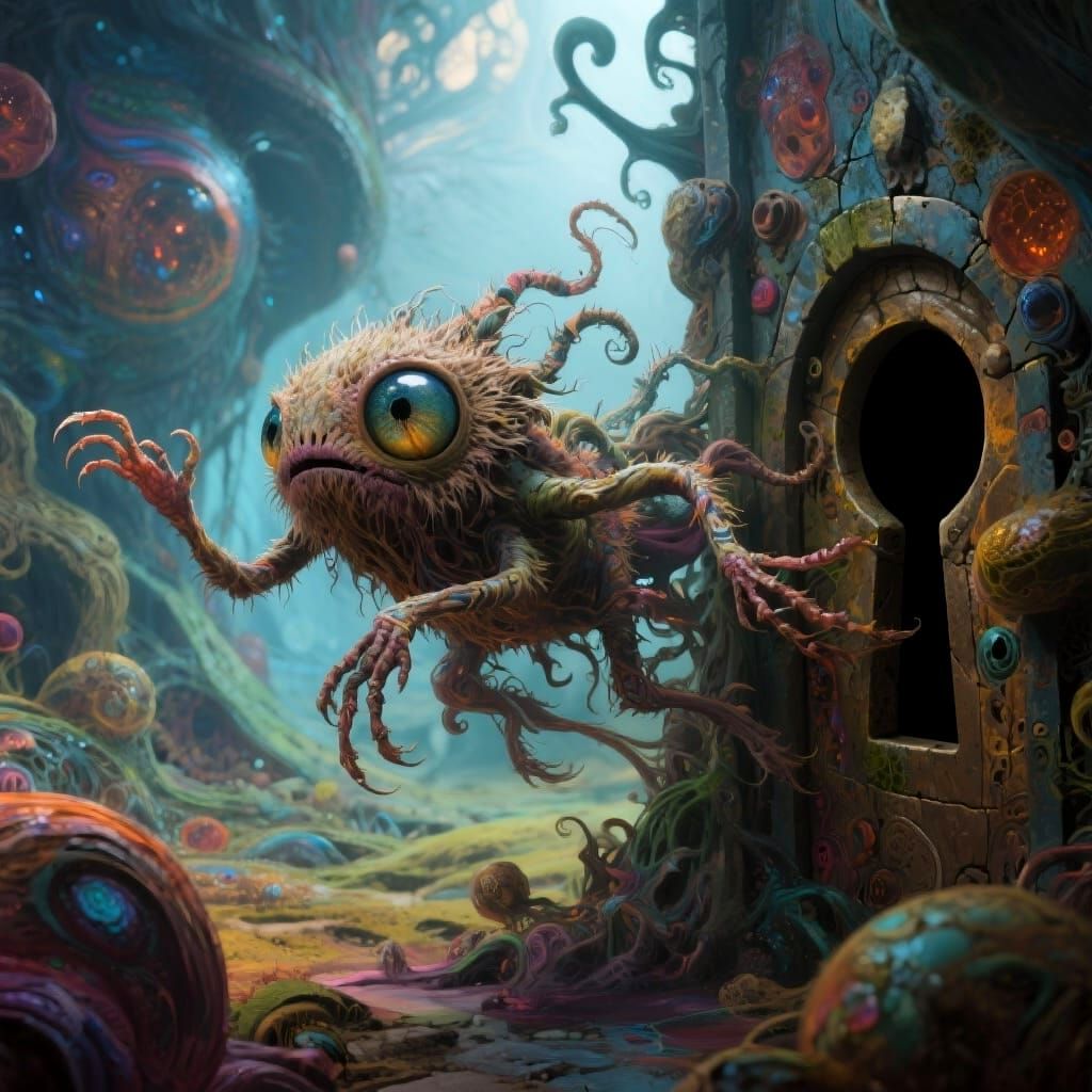 Surreal Keyhole Opens to Otherworldly Creature