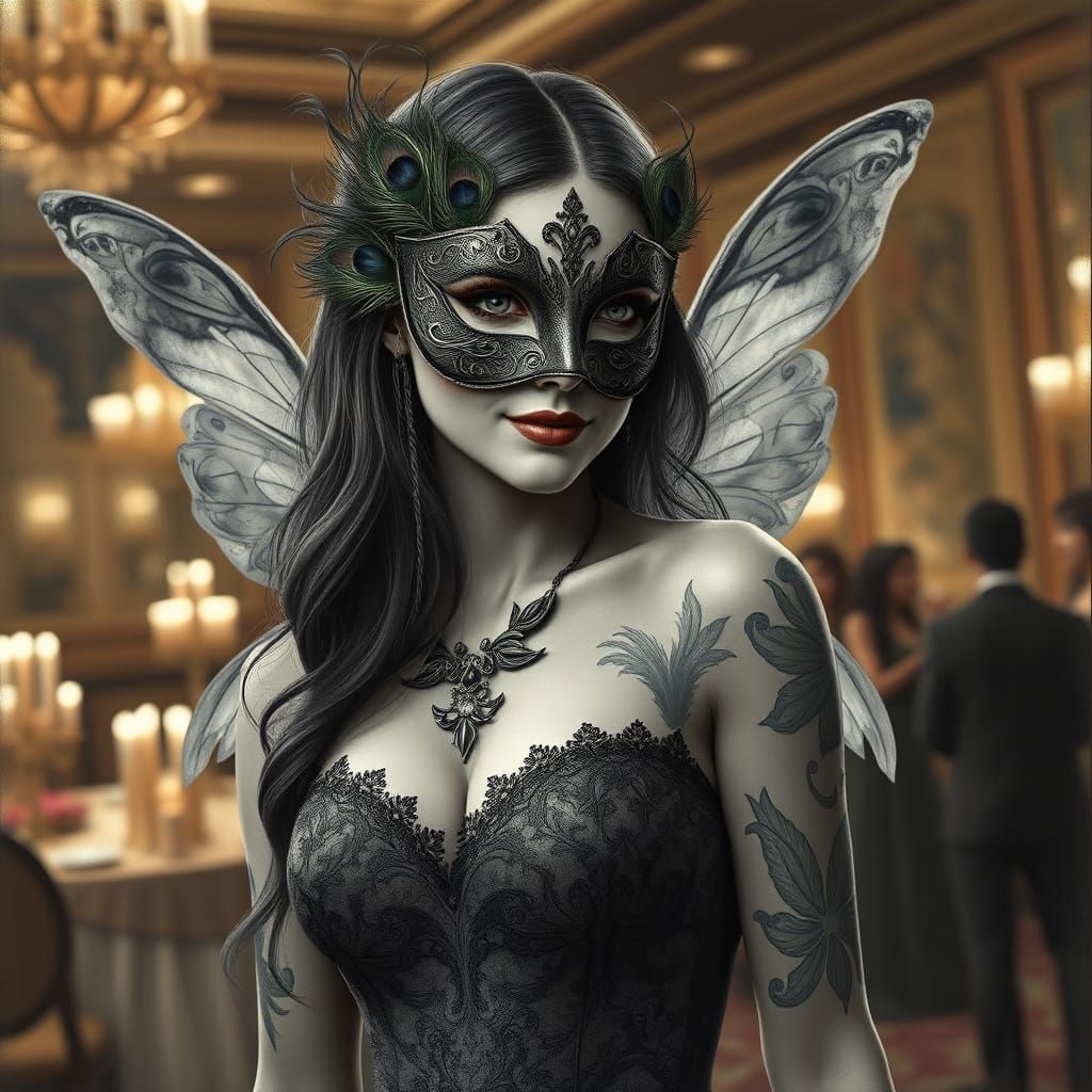 Ethereal Fairy Goddess in Masquerade Attire