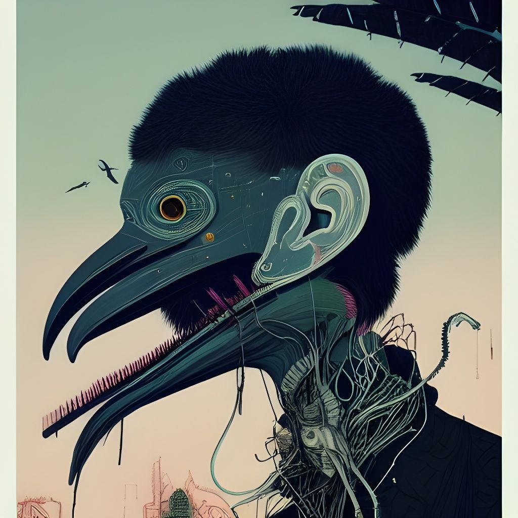 Crow-Headed Androgyne: Intricate Matte Painting