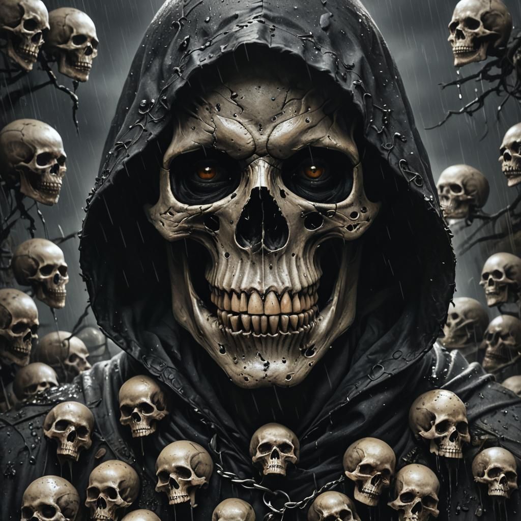 Dark Fantasy Tie-fling Portrait with Skulls