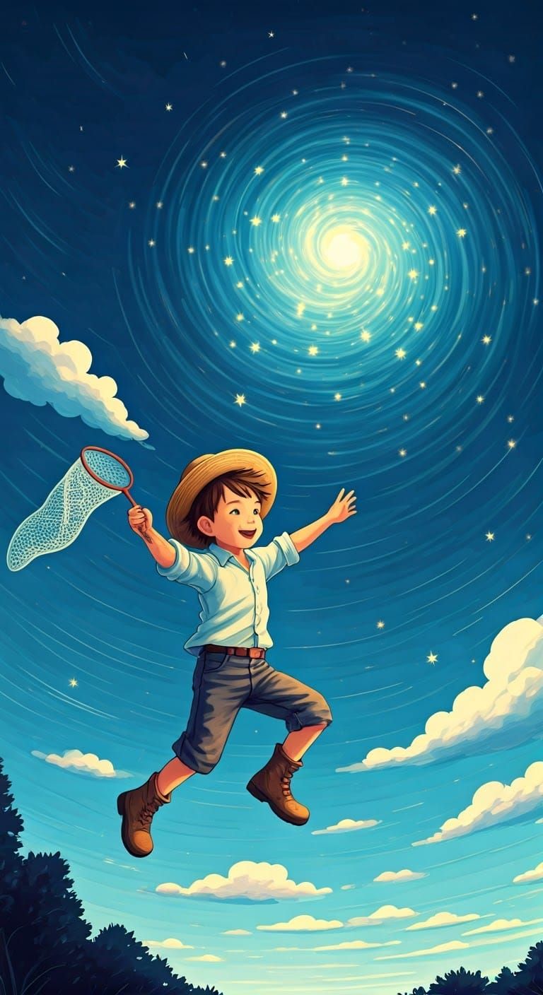 Boy Catches Stars in Dreamlike Animation Style