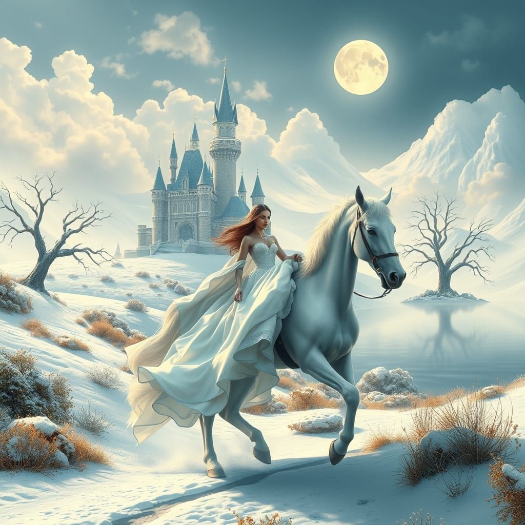 Surreal Fantasy Scene Blending Yerka's Surrealism and Kush's...