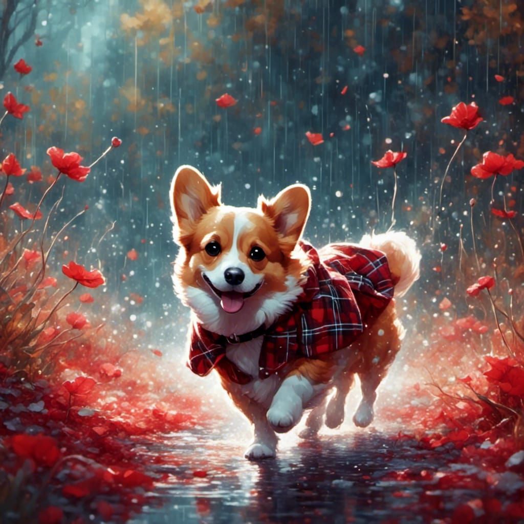 Corgi in Red Plaid Tutu