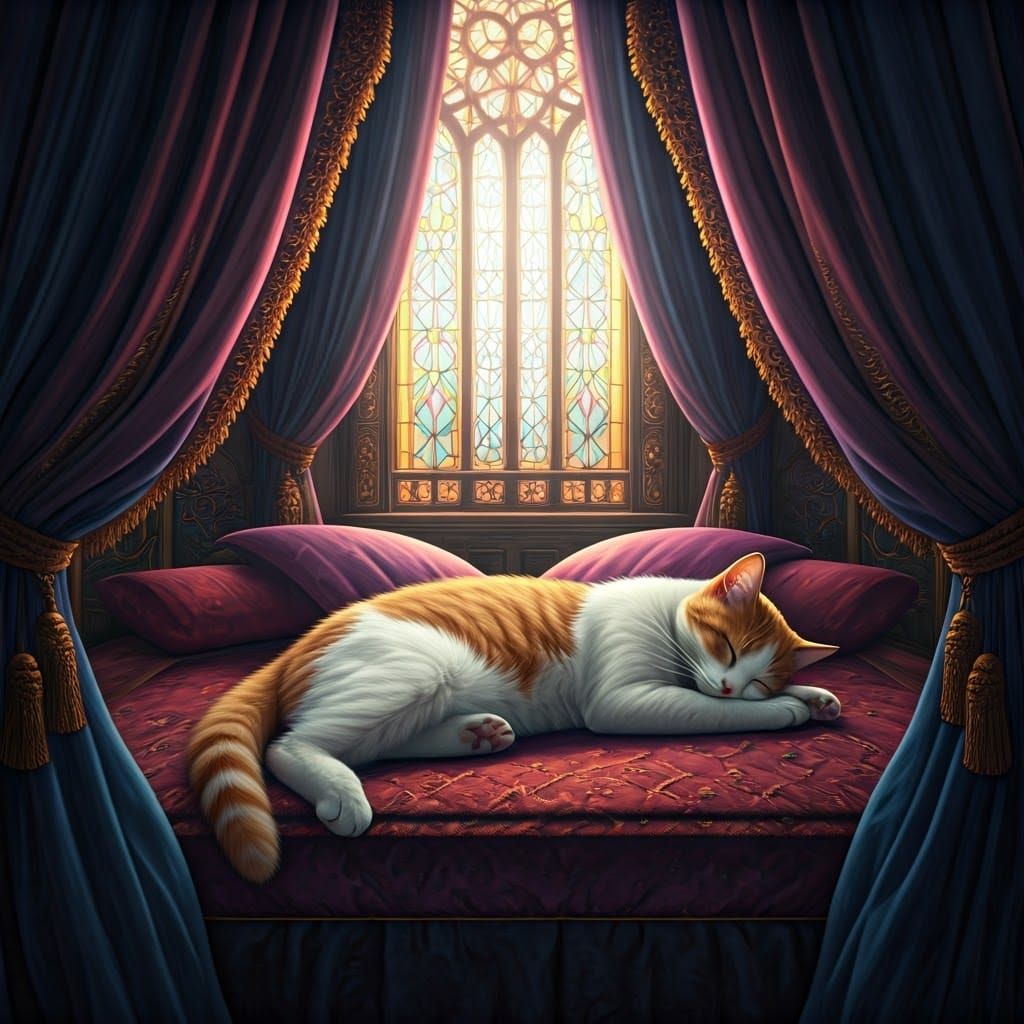Ethereal Cat Dreamscape in Vibrant Colors