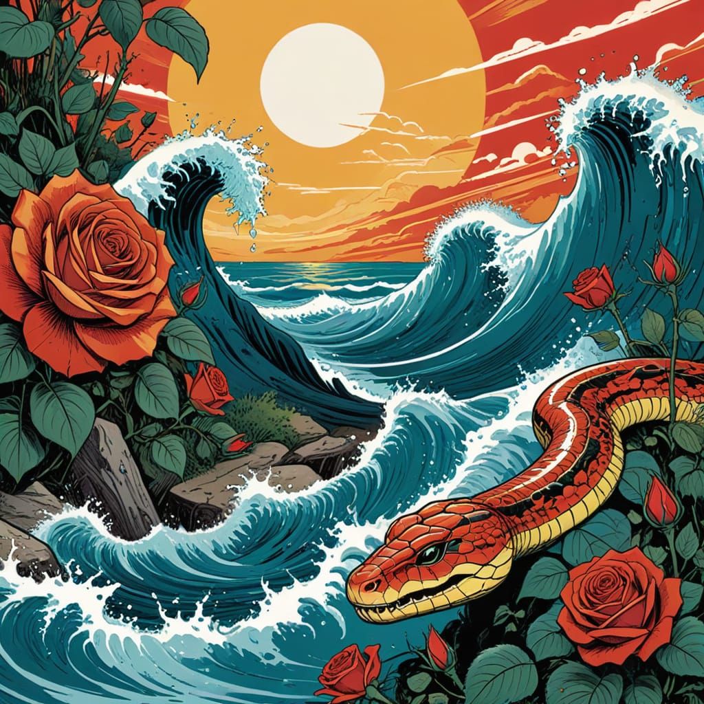 Vintage Comic Art: Summer and Mystical Symbols