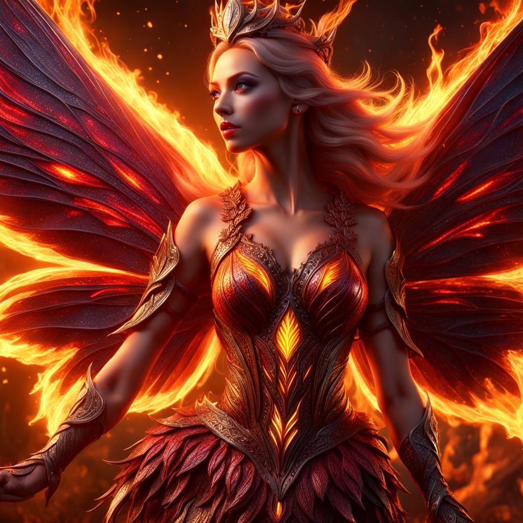 Fiery Fairy: Detailed Matte Painting in 8K