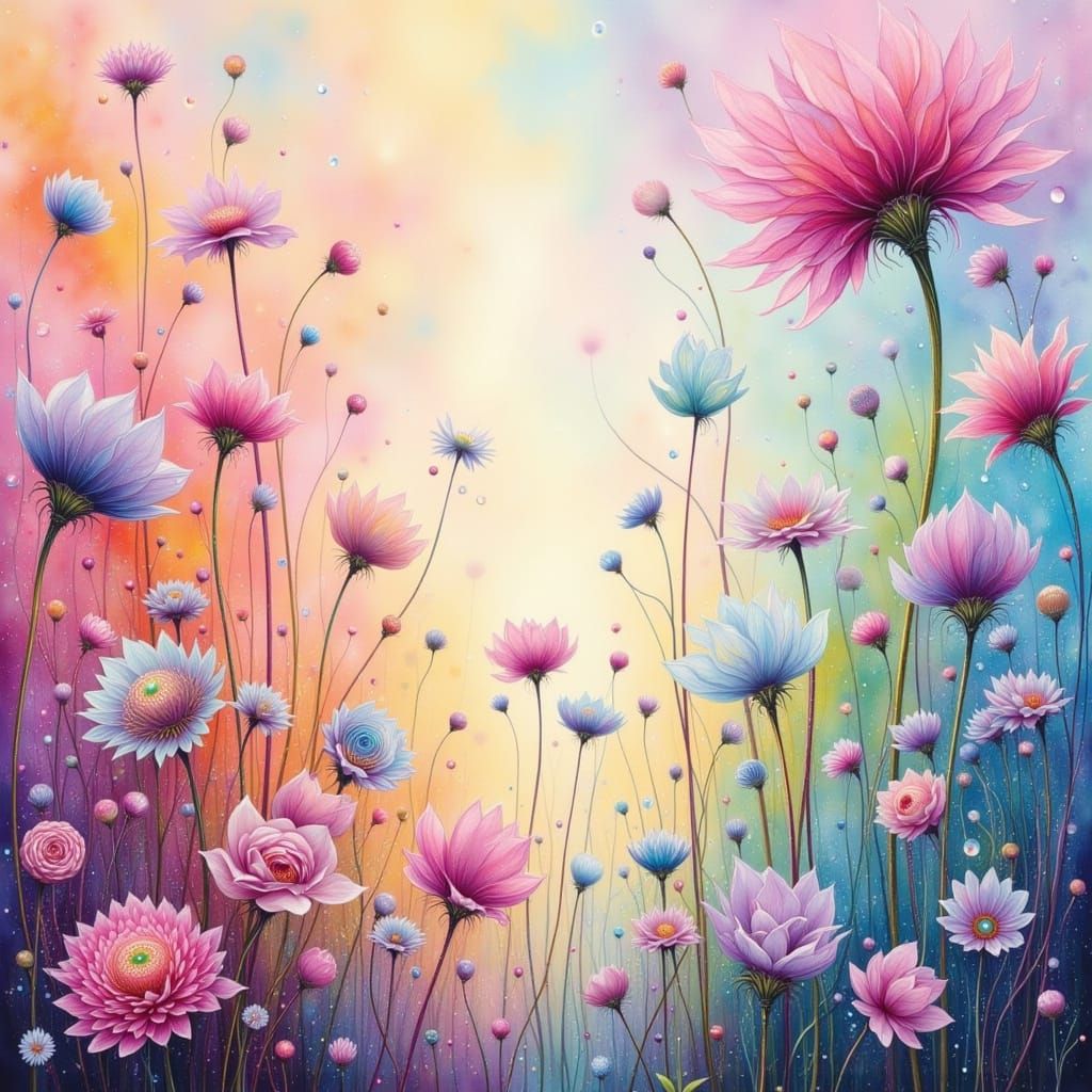 Whimsical Fae in Pastel Hues with Dark Glitch Accents