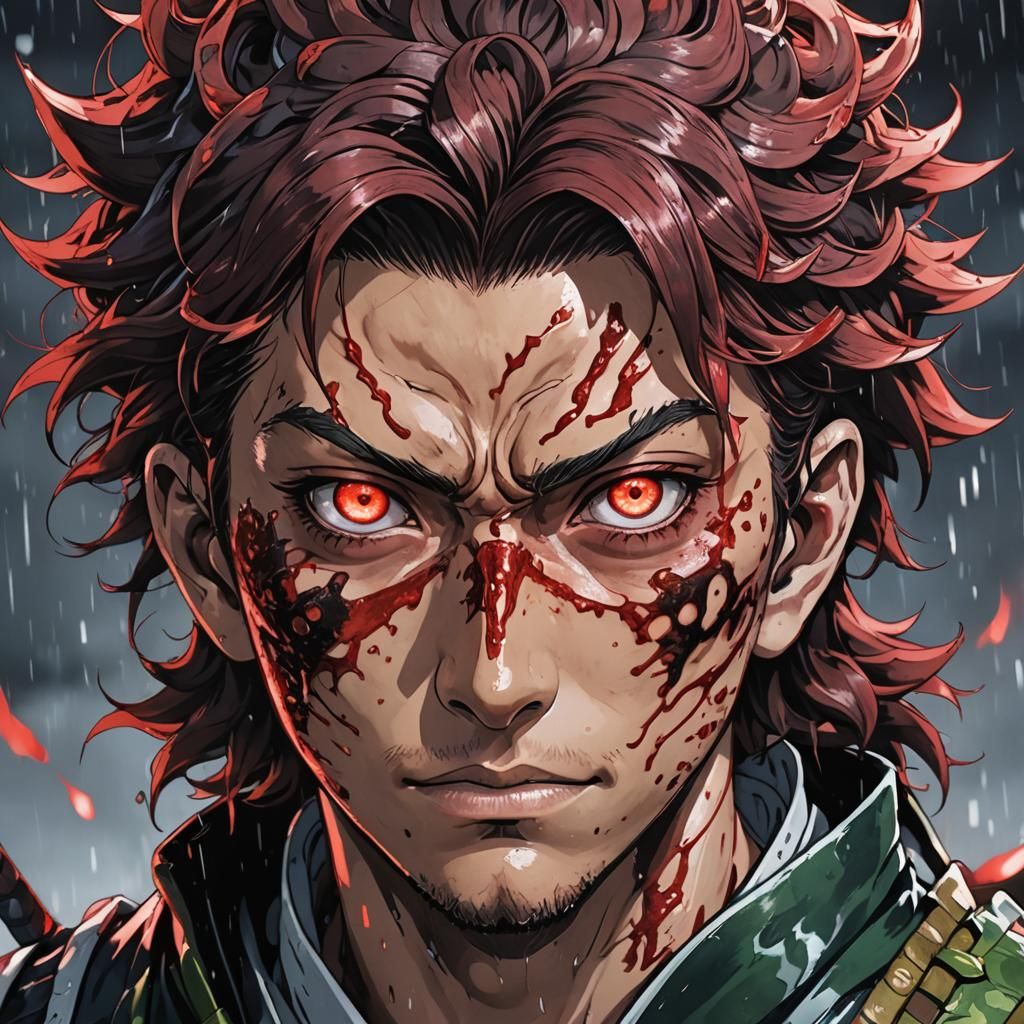 Tanjiro Kamado: Hyper-Detailed Portrait in Photorealistic St...