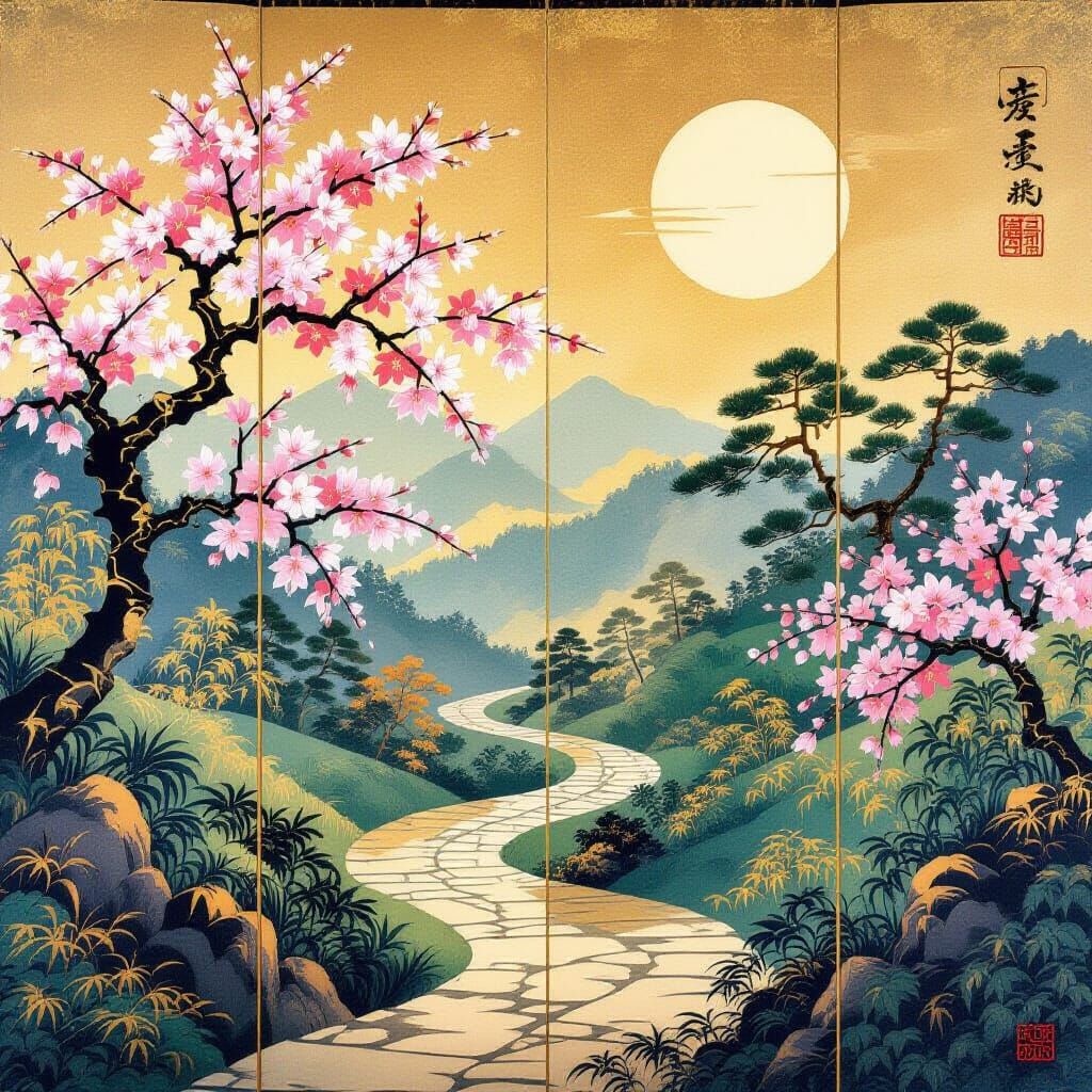 Japanese Screen Painting: Spring to Summer Transition