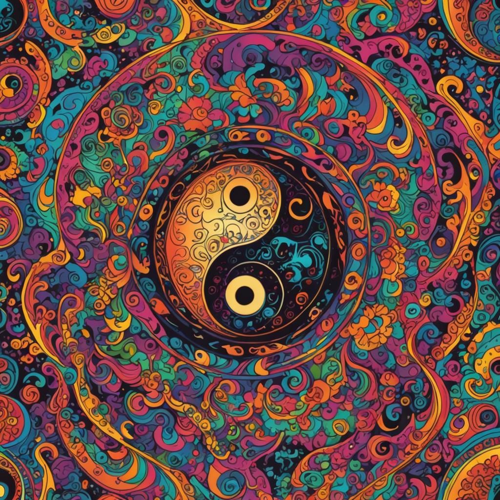 Vibrant Psychedelic Yin Yang Symbol