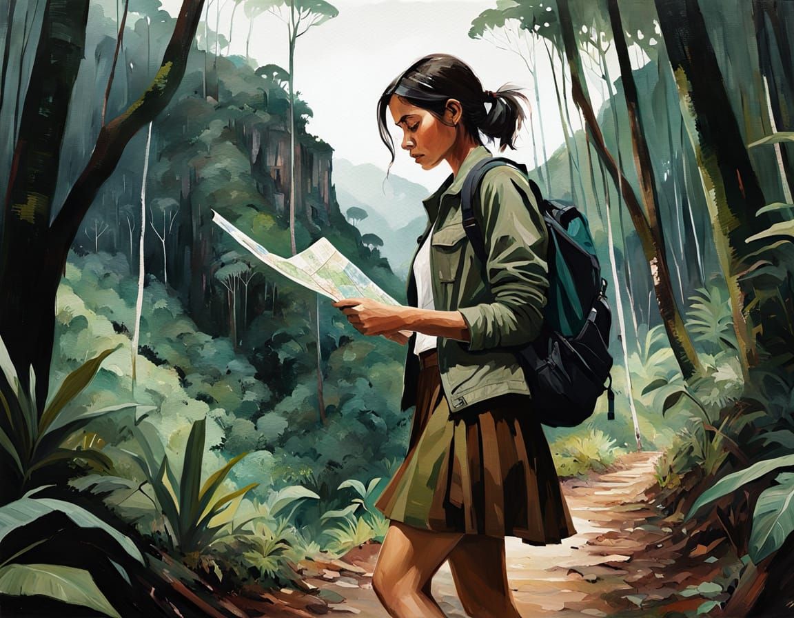 Costa Rican Jungle Explorer Painting in Oil