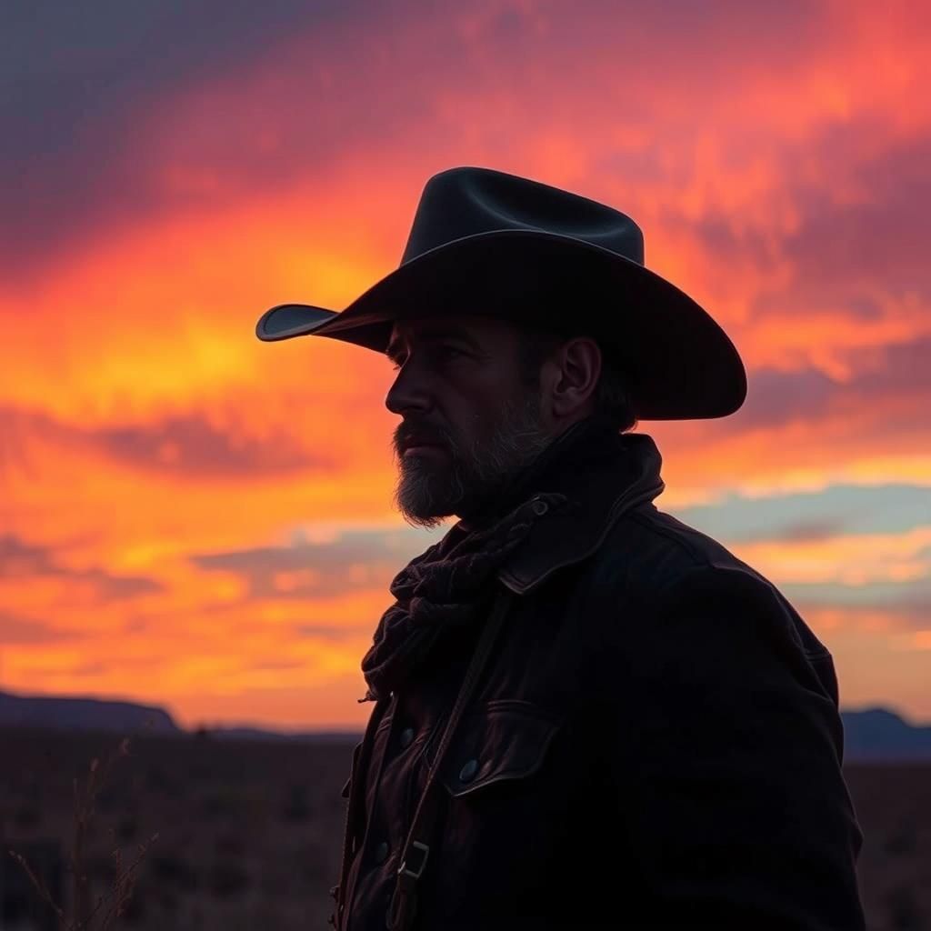 Lone Cowboy at Sunrise in HDR